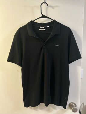 Calvin Klein Black Liquid Touch Polo Shirt Large